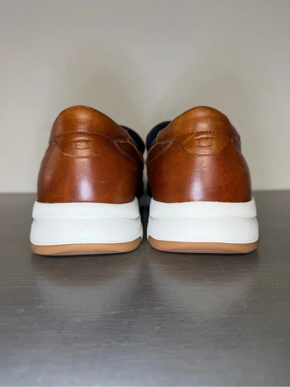 Men Florsheim Frenzi Toe Venetian Loafer Walking Shoes Cognac Leather Size 12W